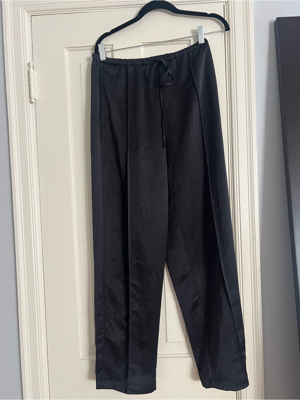 Madewell Black Satin Drawstring Trousers